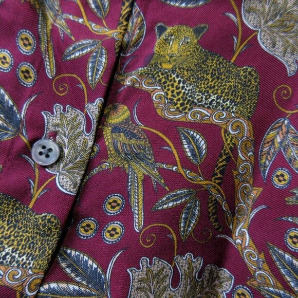 NWT J.Crew Collection Silk-twill Shirt in Vintage Burgundy Jungle Cat Leopard 14 - Picture 4 of 5